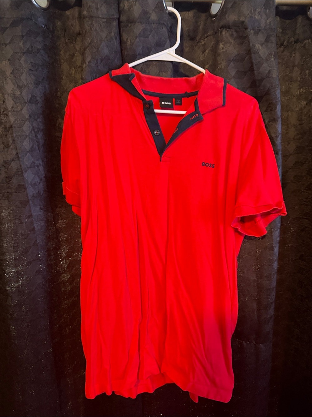 BOSS Red Polo with Navy Contrast Trim